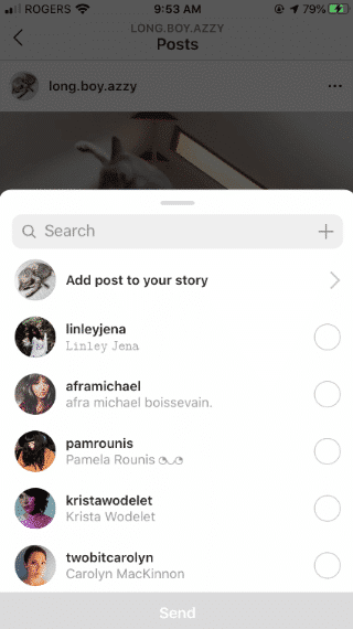 option to add post to Story