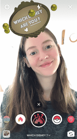 Instagram Story of the author using the "What Disney Character Are You?" AR filter
