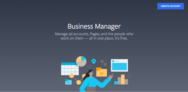 Página de boas-vindas do Facebook Business Manager