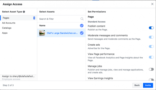 Customizing user permissions in Facebook Business Manager