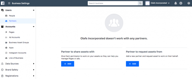 Adding partners to Facebook Business Manager