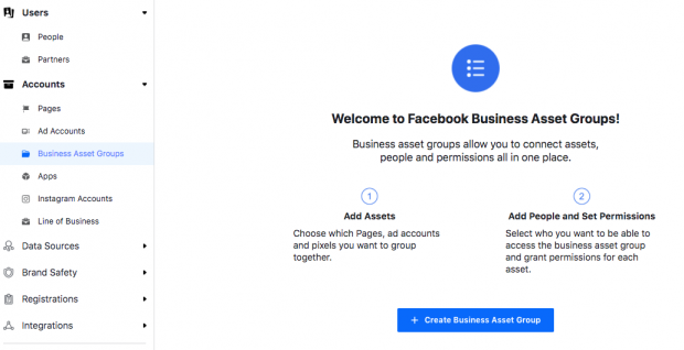 Option to "Create Business Asset Group"