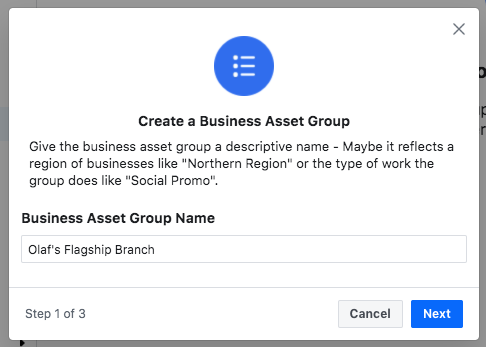 Field to name your Business Asset Group