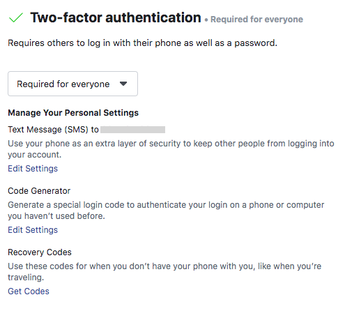 Setting up two-factor authentication in Facebook Business Manager