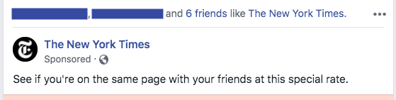 New York Times Facebook targeted ad