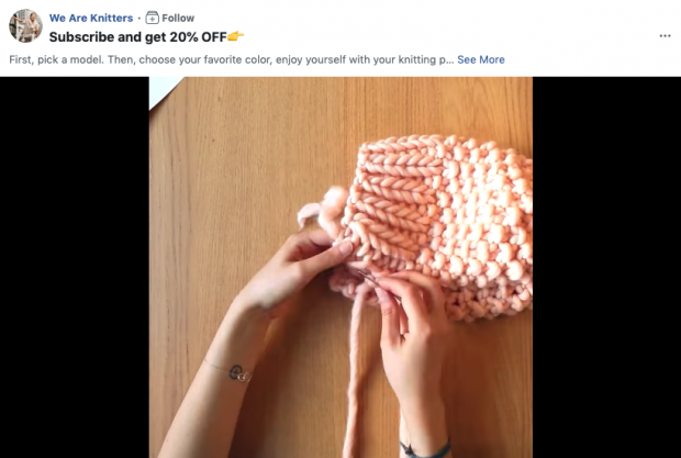 Publicité vidéo Facebook de We Are Knitters