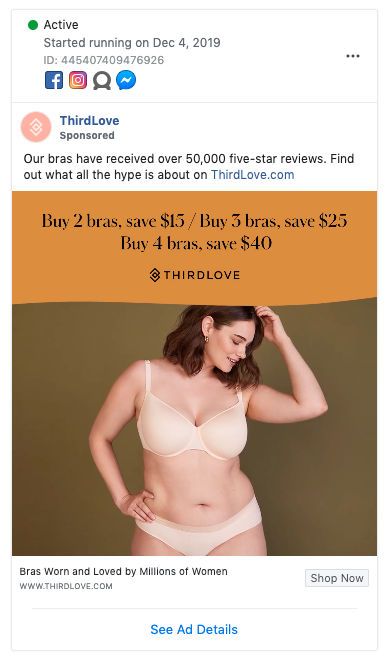 Third Love Facebook ad