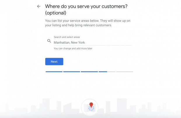 "Where do you serve your customers (optional)?" question