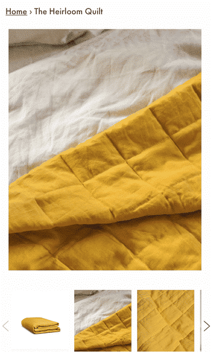 Flax Linen heirloom quilt product page on website