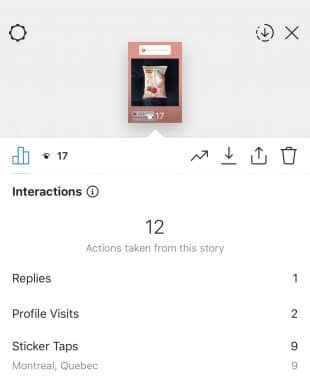 Interactions on an Instagram Story