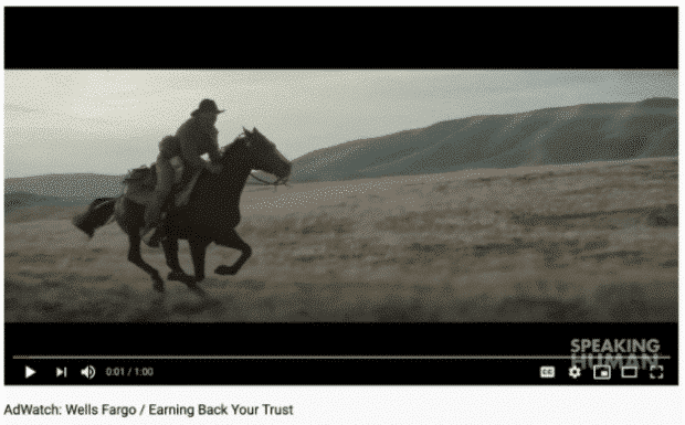 YouTube ad by Wells Fargp featuring man riding a horse