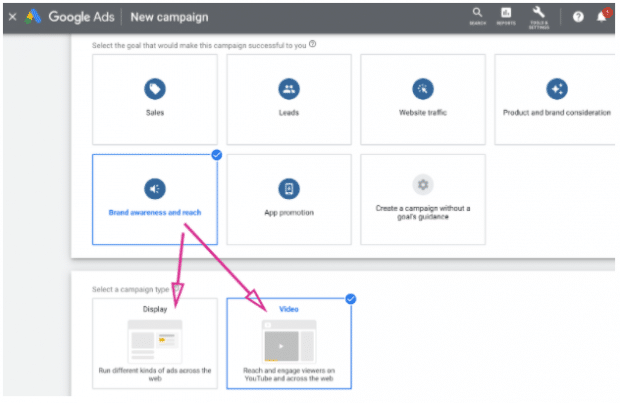 Google Ads campaign dashboard highlighting Display and Video