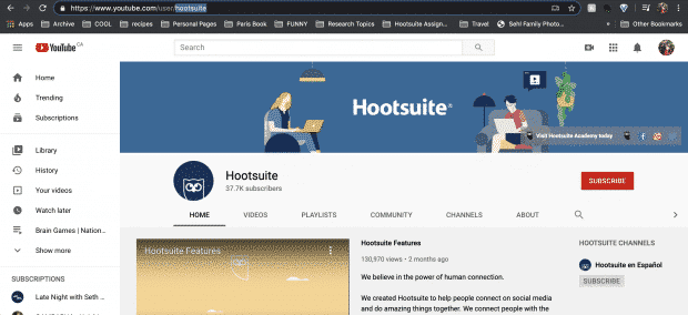 Hootsuite's YouTube URL