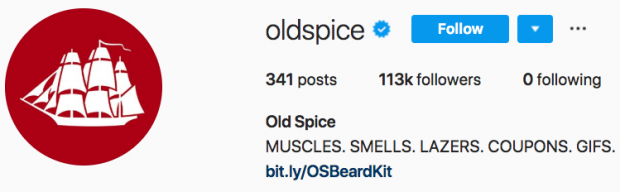 Old Spice Instagram bio