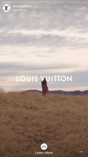 récit instagram annonce de Louis Vuitton